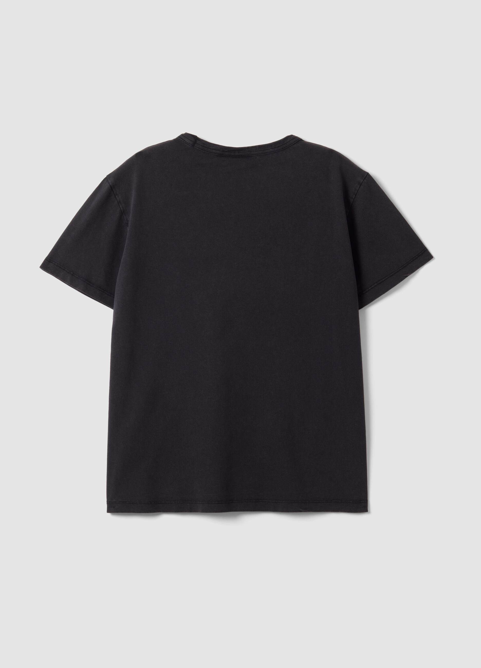 Grey pure cotton regular-fit T-shirt with AC/DC print