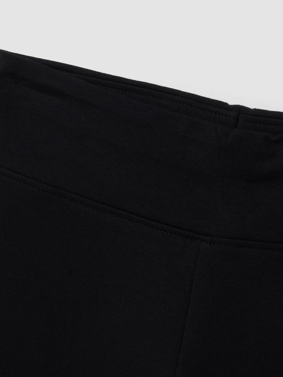 Black stretch cotton regular-fit leggings for girls_2