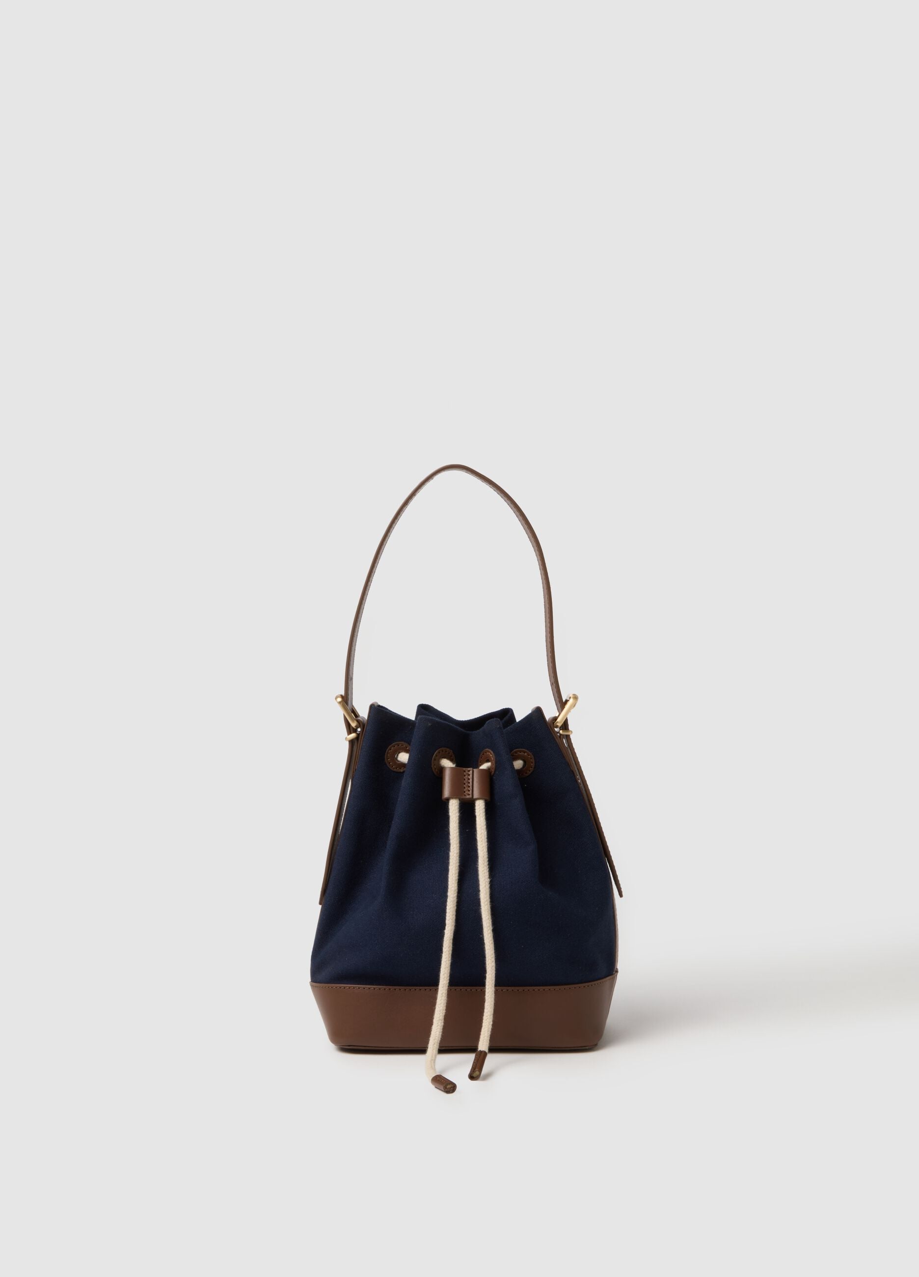 Multicolour pure cotton shoulder bag with drawstring closure