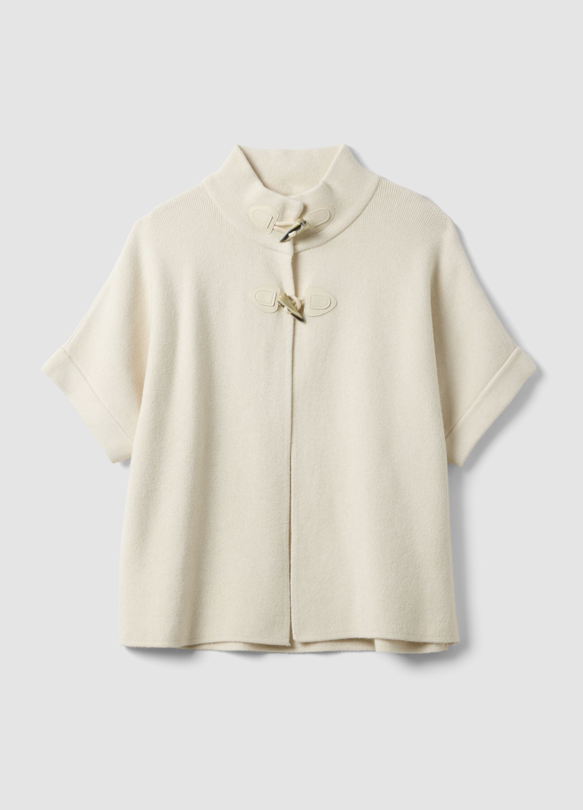 Cardigan beige in misto viscosa con alamari regular fit
