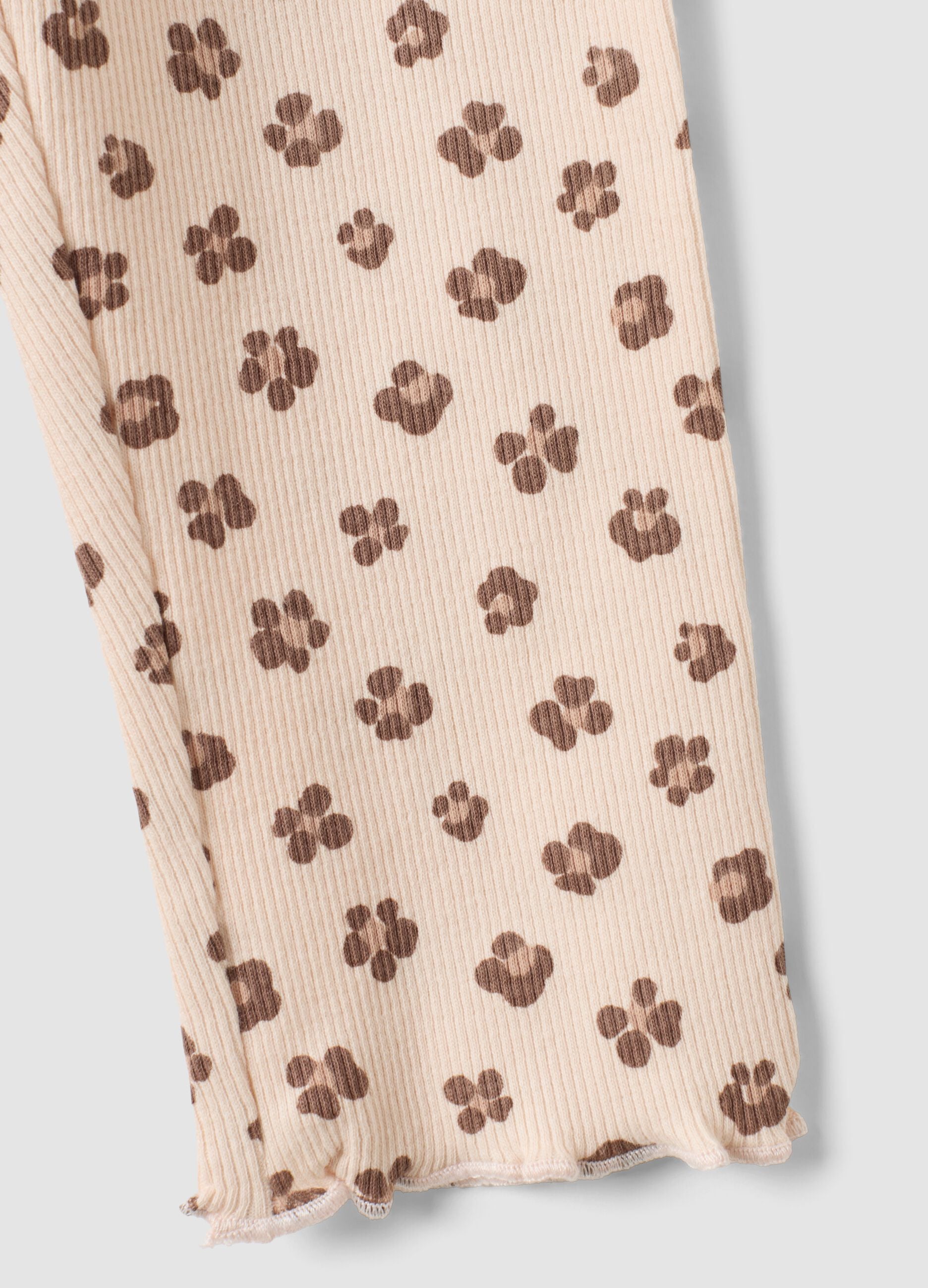 Brown stretch organic cotton pyjamas for baby girl