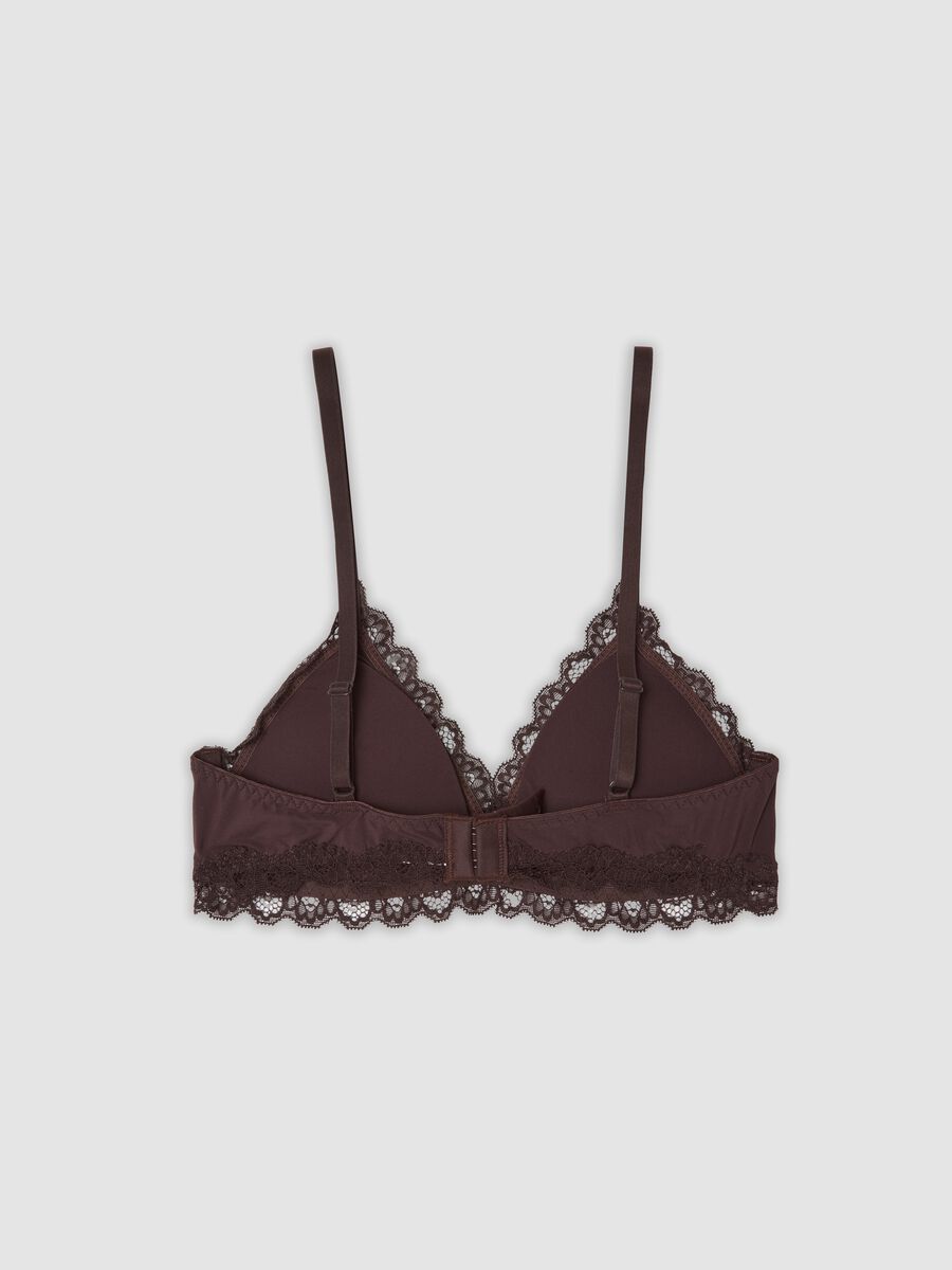Brown stretch microfibre triangle bra with lace_2