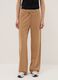 Brown cotton blend regular fit trousers_1