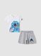 Multicoloured stretch cotton fitted set for girls with Stitch_3