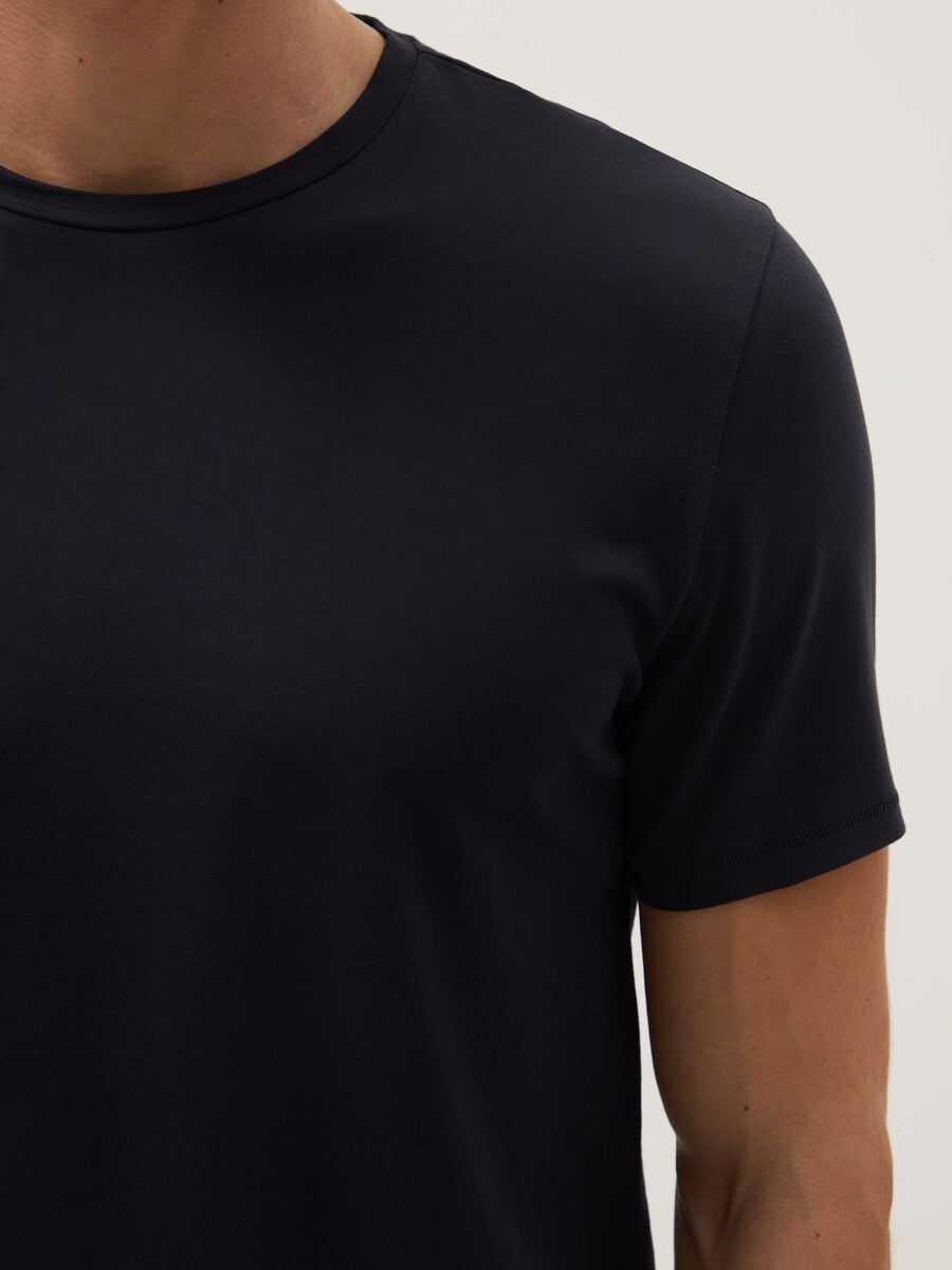 Slim fit blue stretch cotton T-shirt_3