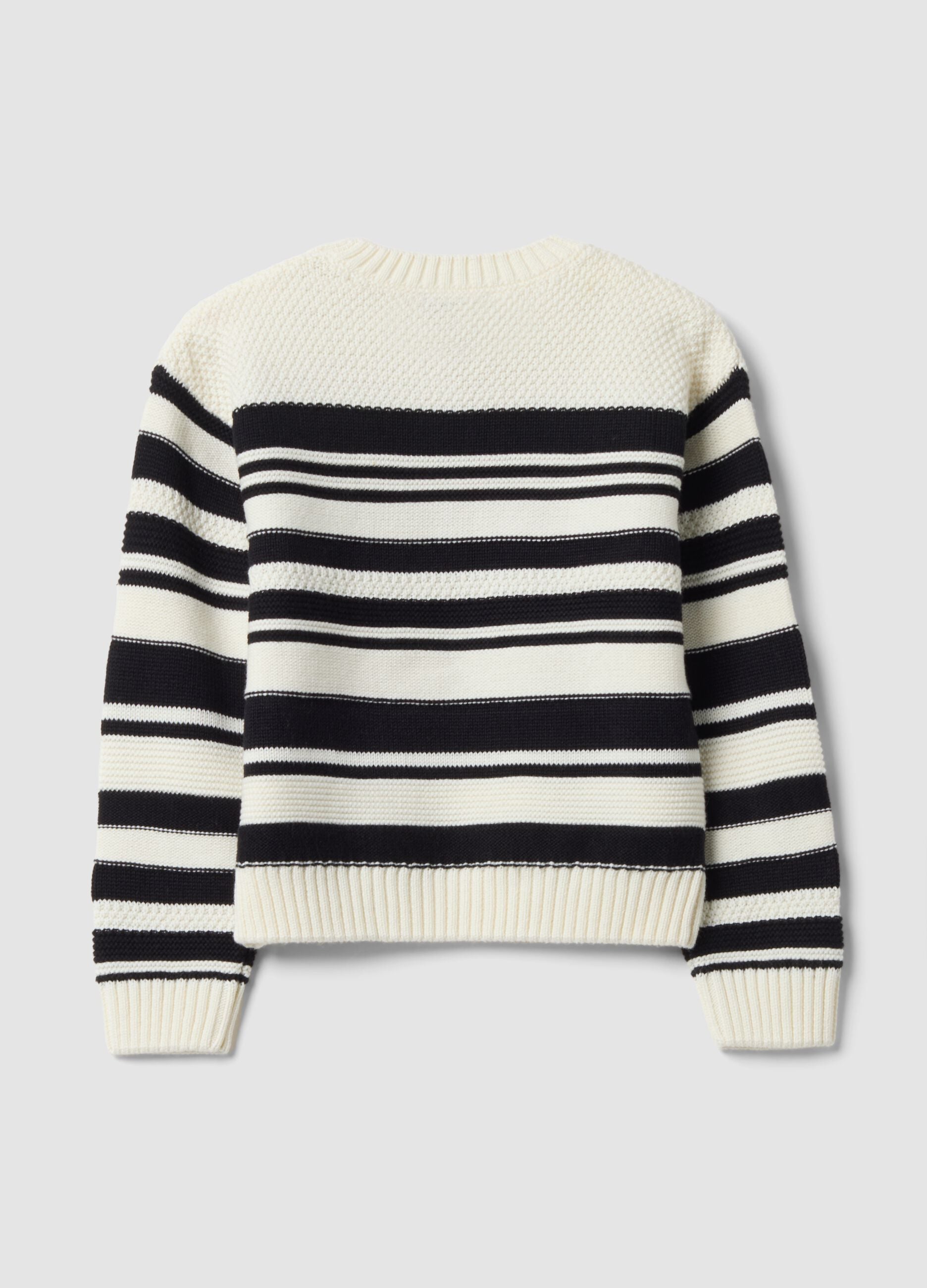 White striped cotton-blend crew-neck top for girls