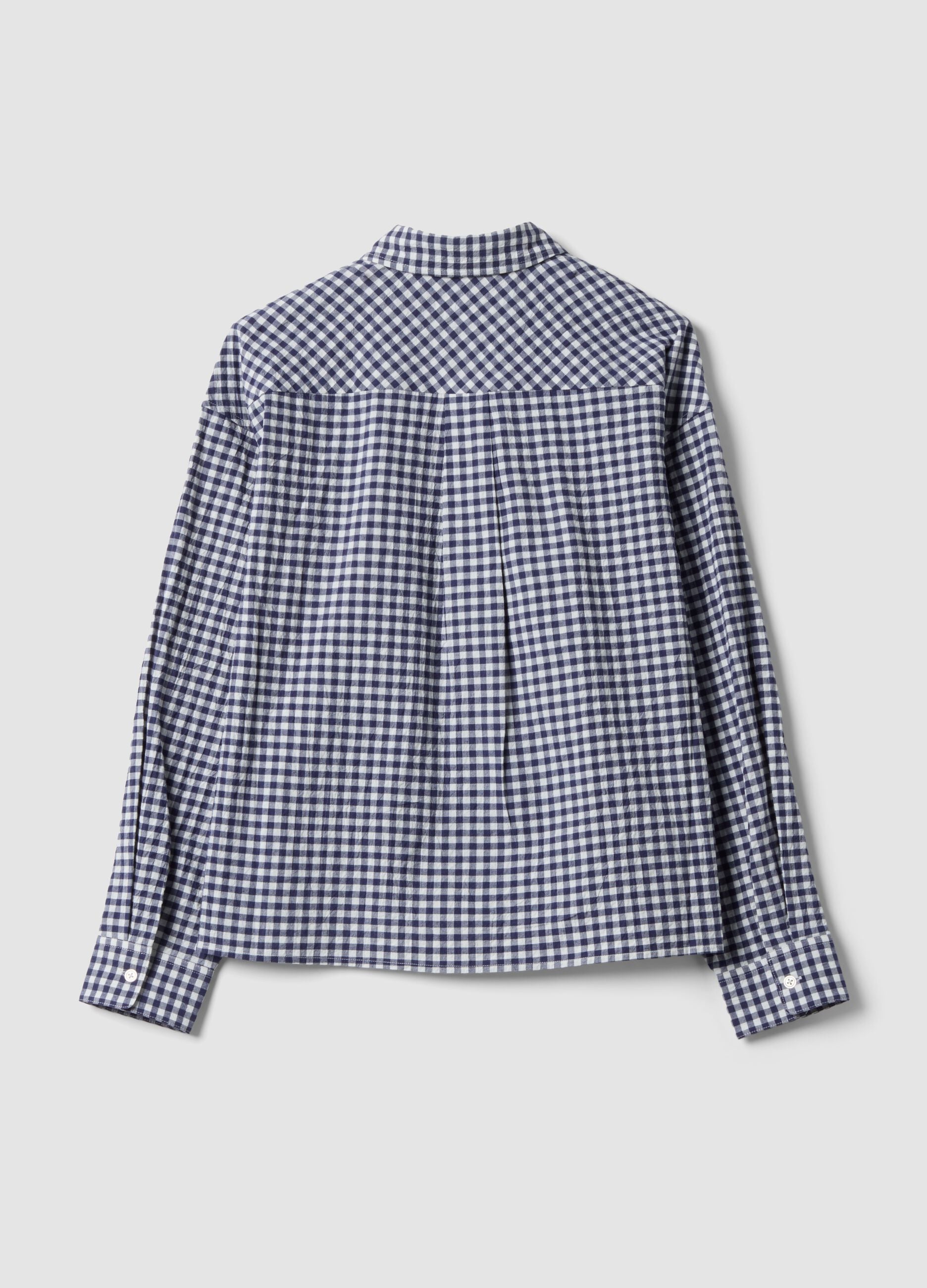 Blue checked regular-fit stretch cotton shirt