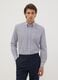 White striped cotton-blend shirt with easy-iron button-down collar_0