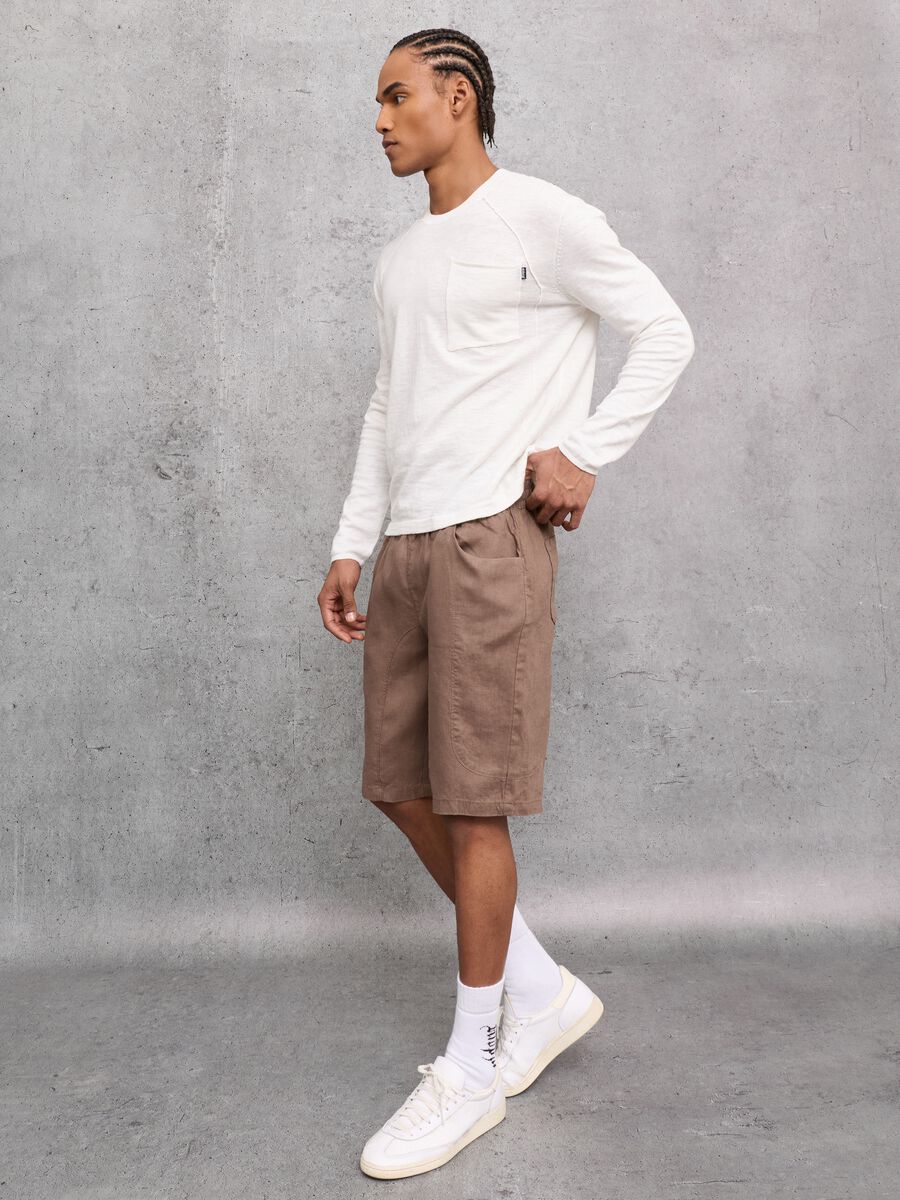 100% Linen Shorts in Mocha_5