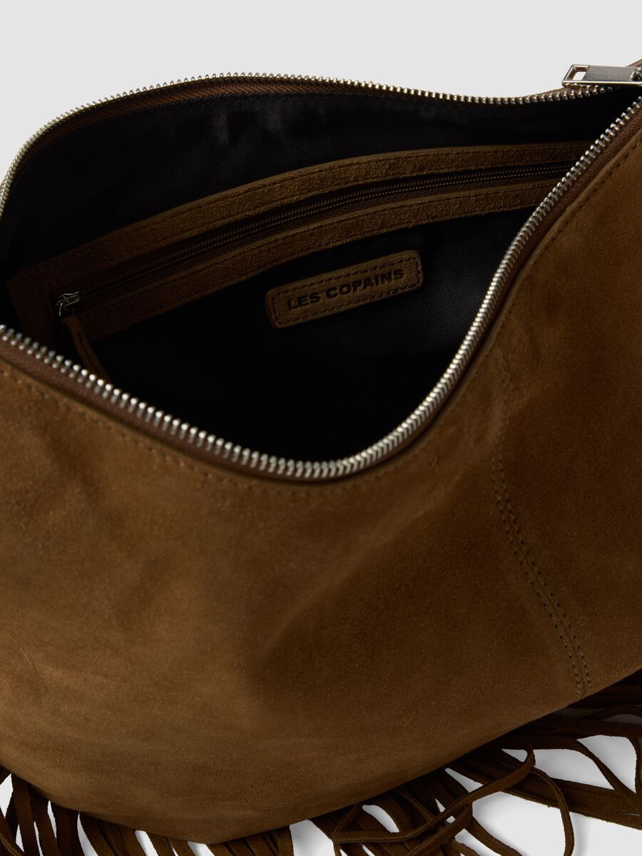 Borsa marrone in vera pelle con frange_1