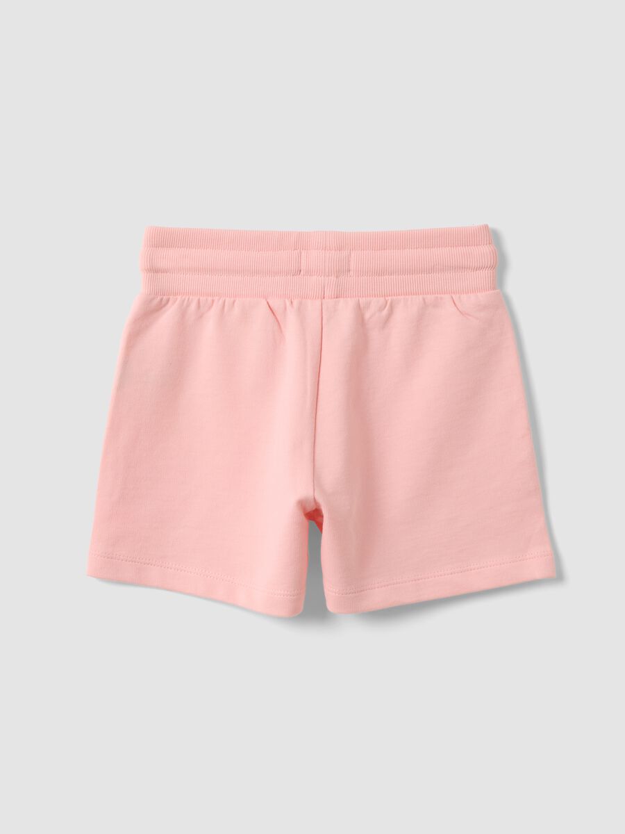Pink regular-fit cotton shorts with elasticated waist for girls_1
