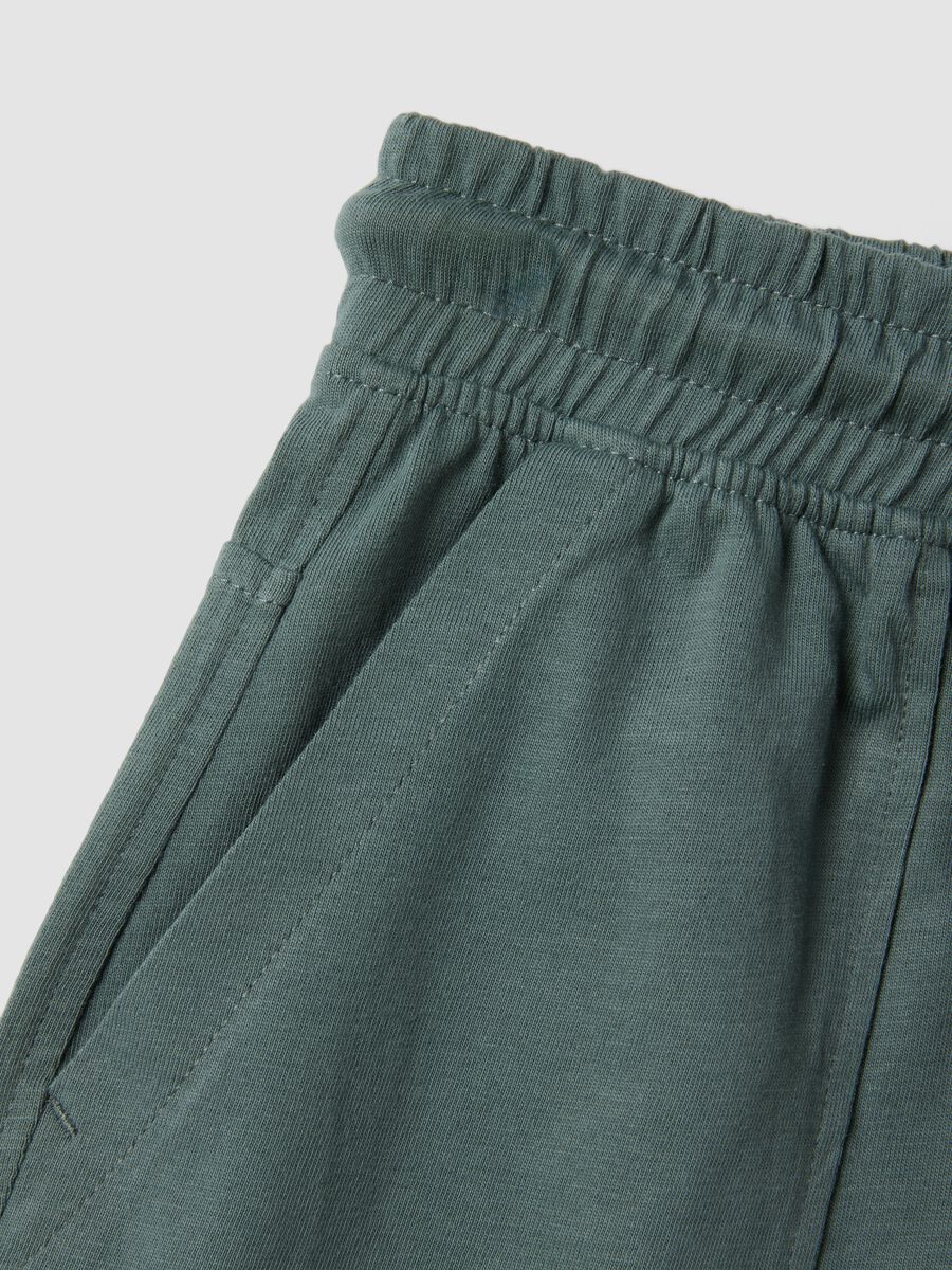 Green organic cotton shorts with elasticated waist_3