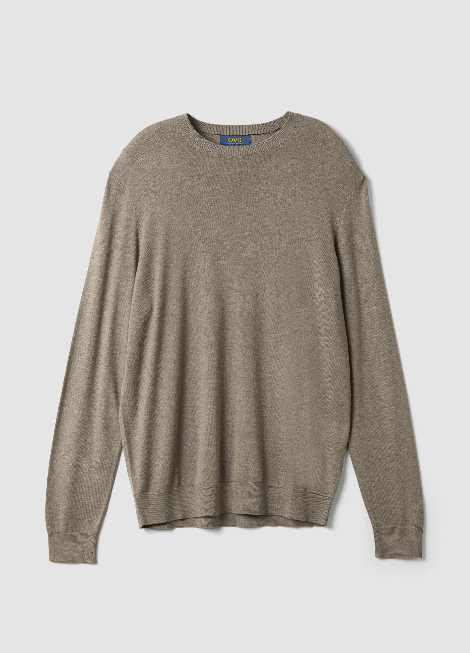 Grey crew-neck viscose-blend jumper, regular fit