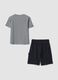 Blue cotton-blend set with striped T-shirt and shorts_1