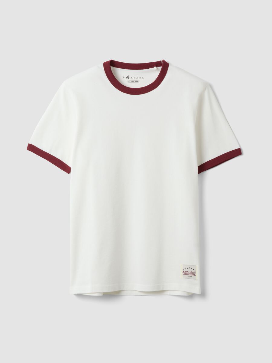 T-shirt bianca in puro cotone con girocollo fitted_0