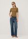 Brown fitted rib-knit viscose blend top_1