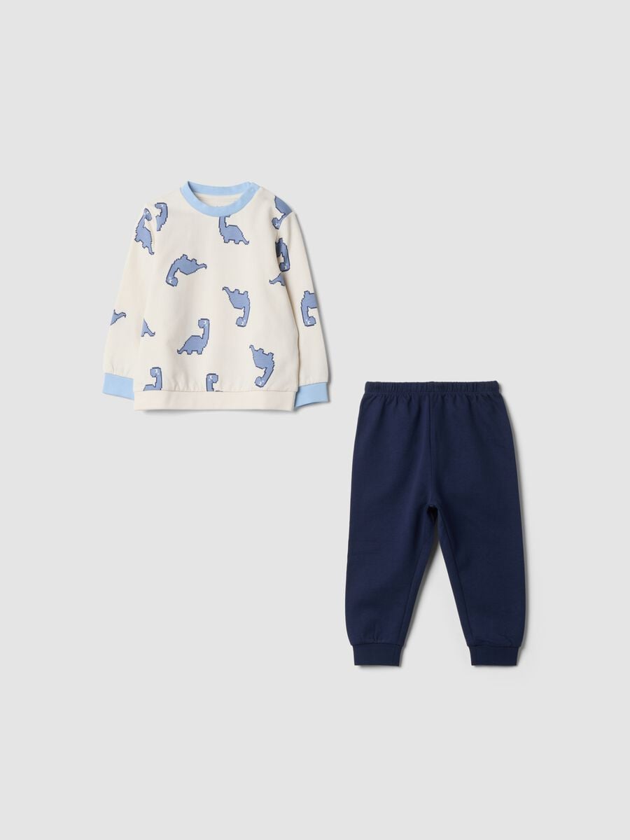 Blue organic cotton crew-neck pyjamas_0