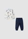 Blue organic cotton crew-neck pyjamas_0