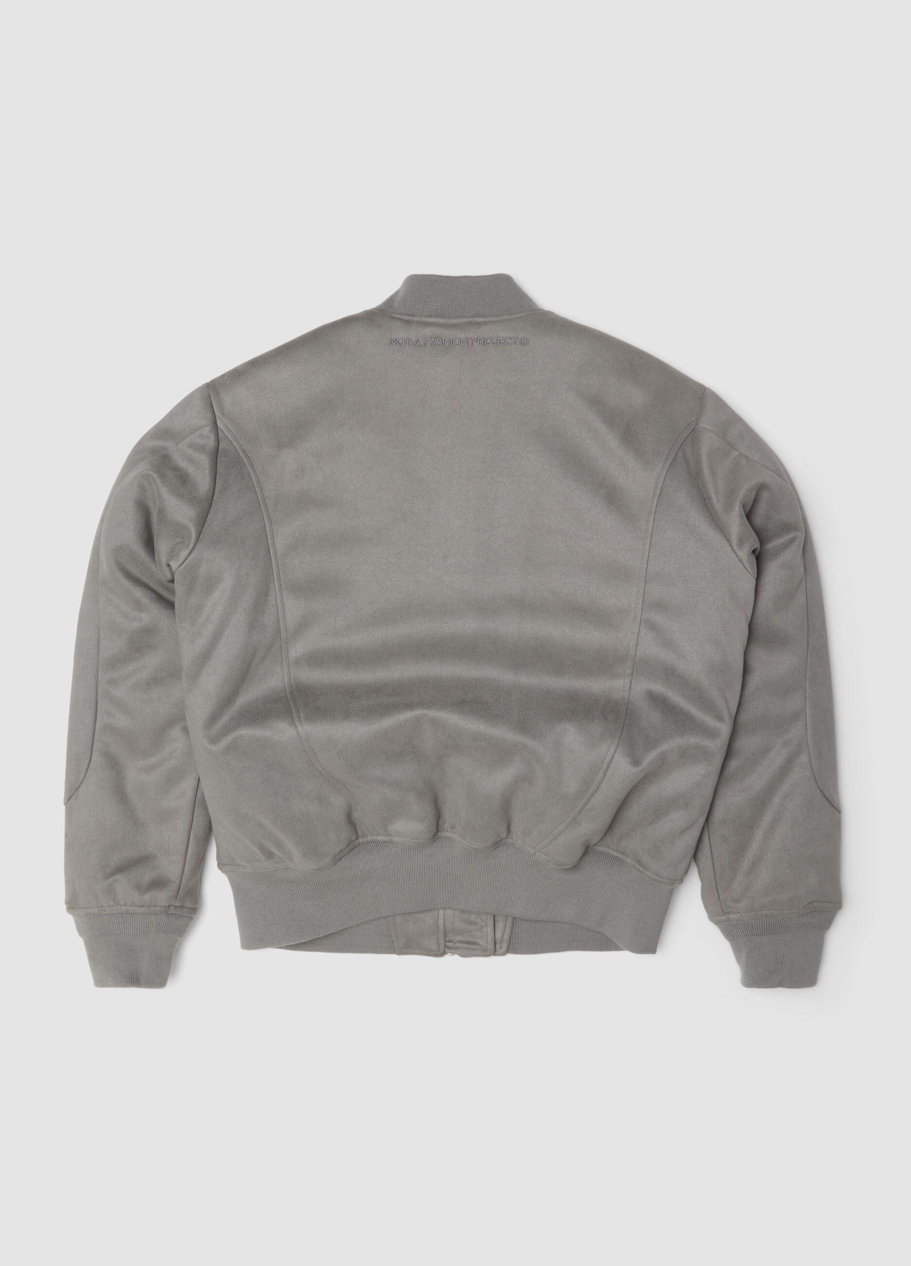 Faux Suede Bomber Jacket Light Grey