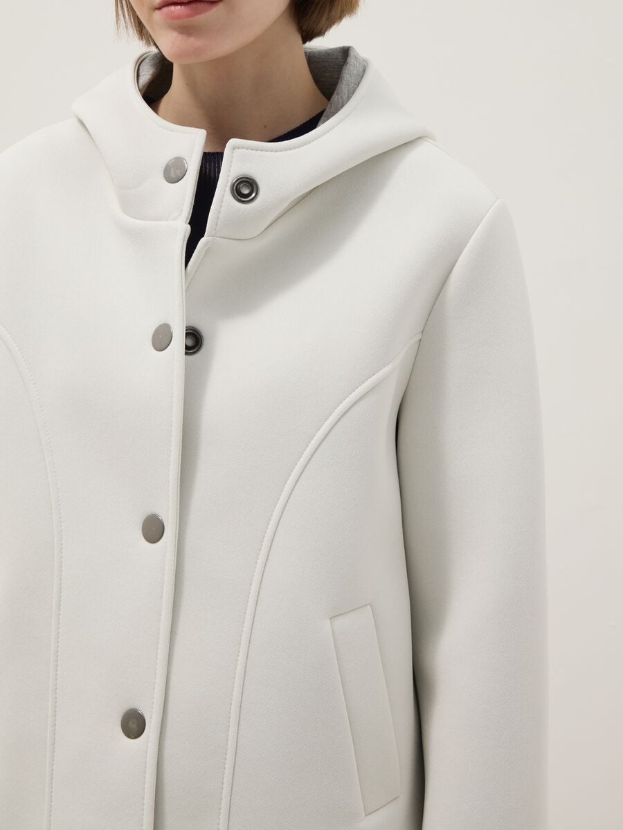 White regular fit jacket with hood and buttons_3