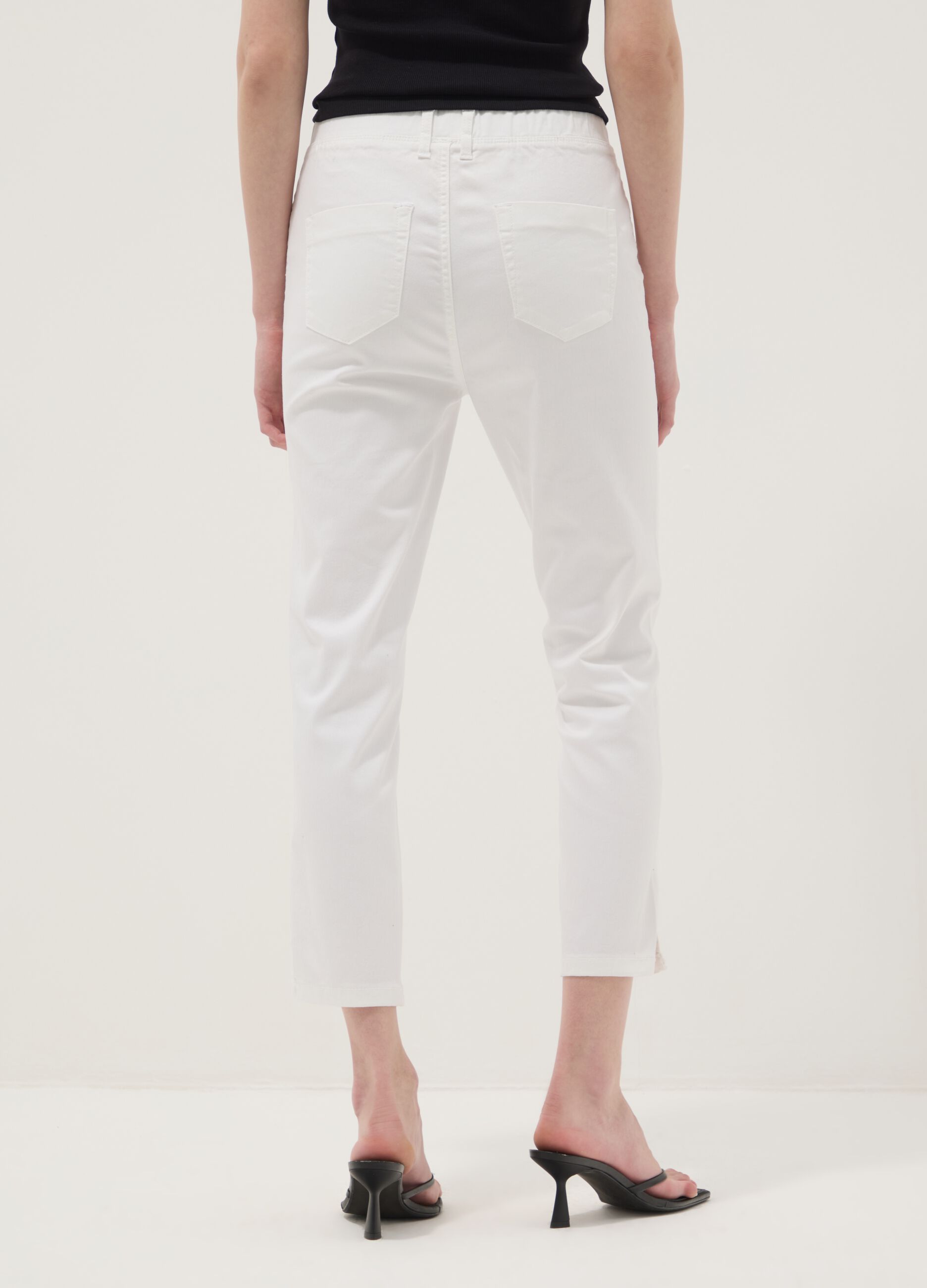 White skinny fit stretch denim cotton blend jeans