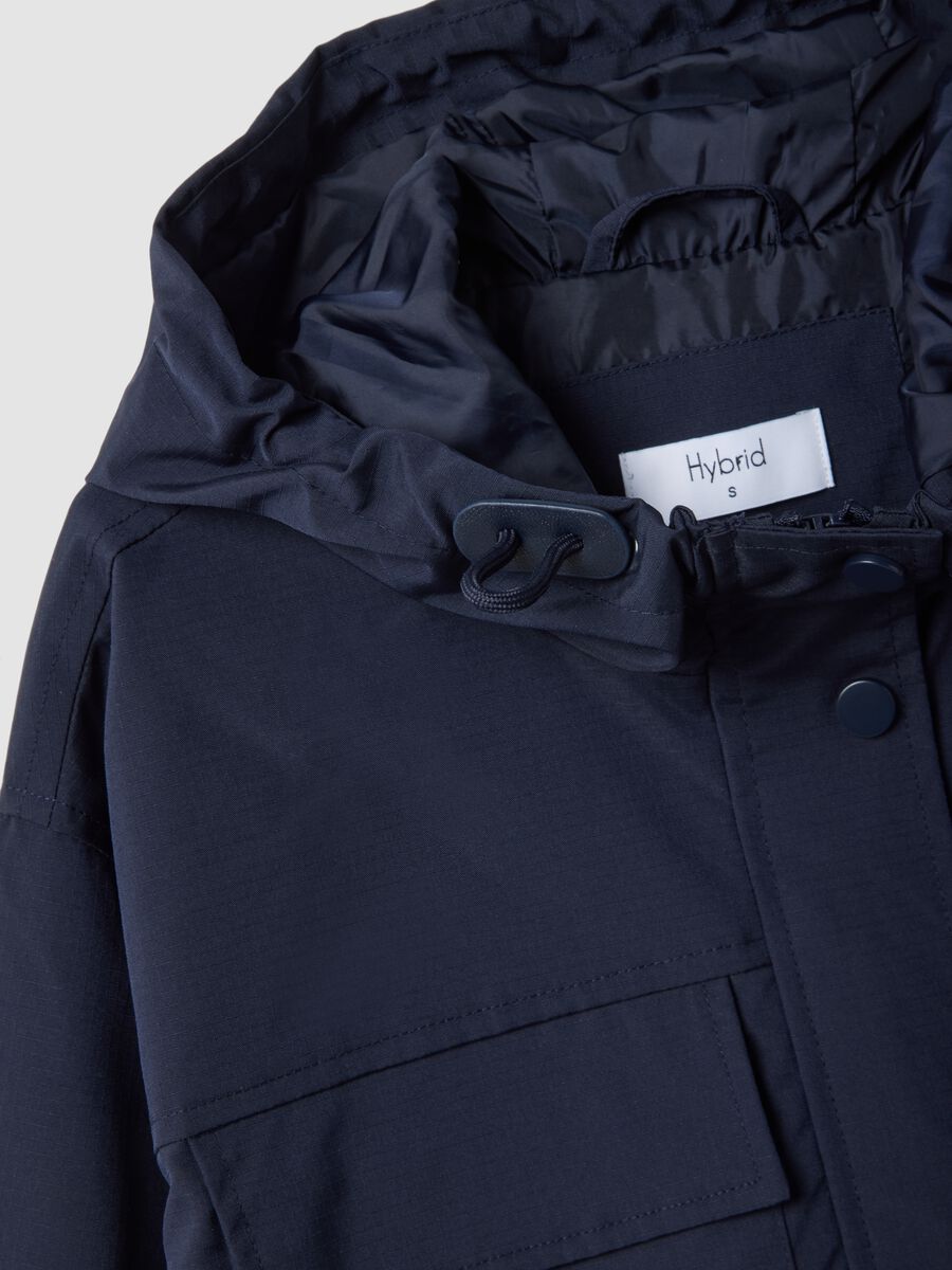 Blue waterproof jacket regular fit with pockets and hood_5