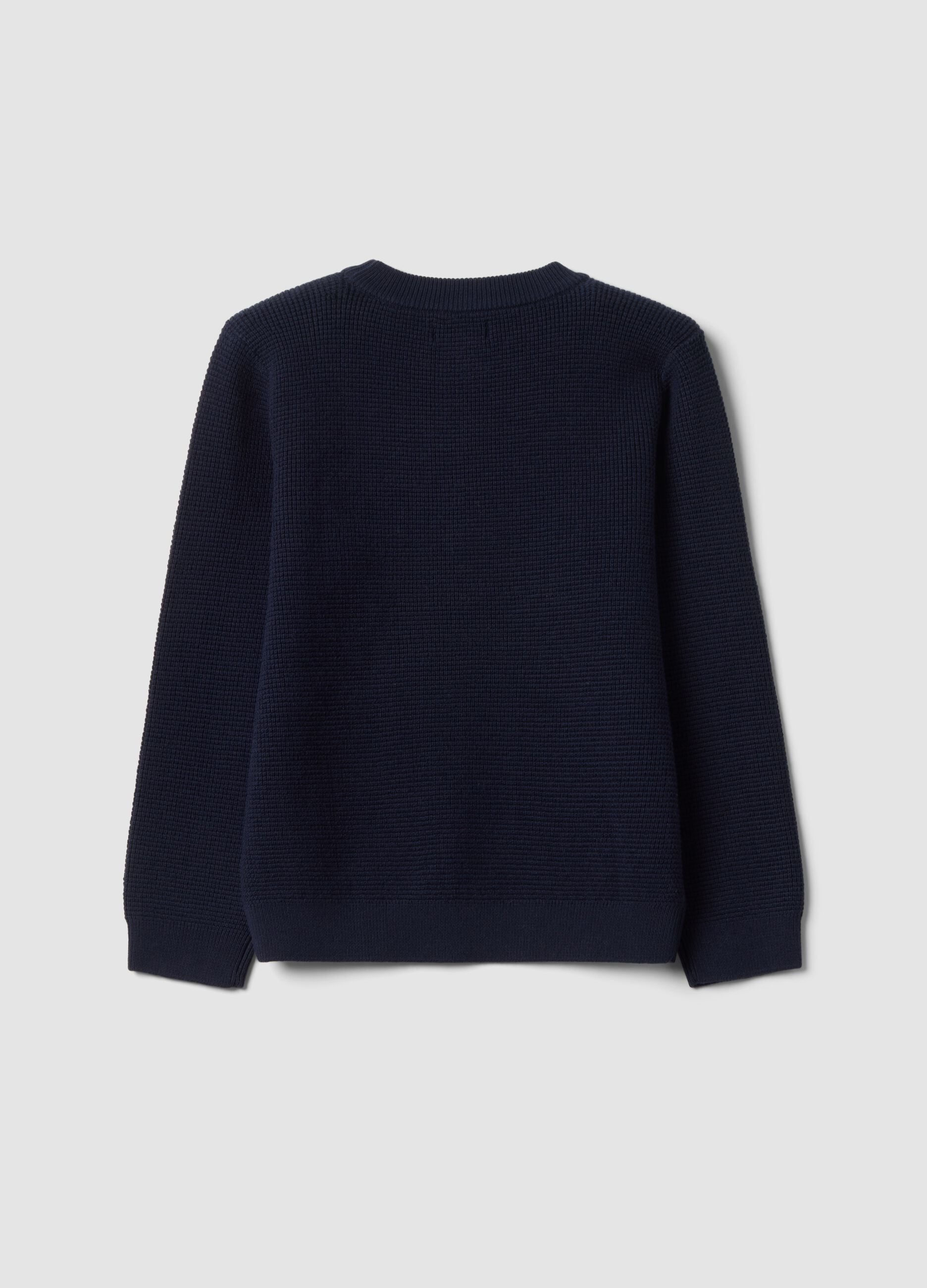 Blue cotton-blend crew-neck knitted jumper