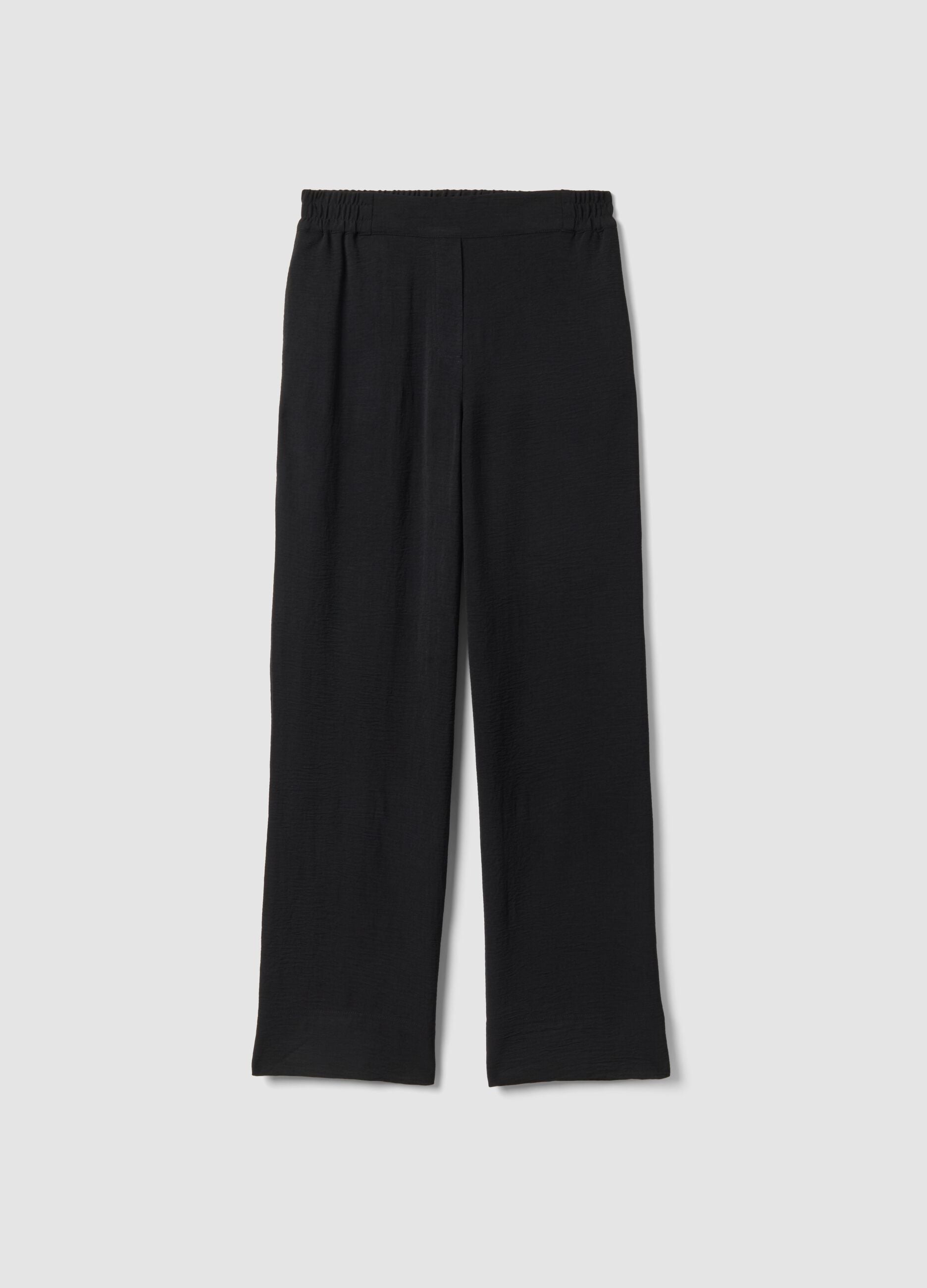 Pantaloni neri con vita elasticizzata wide leg