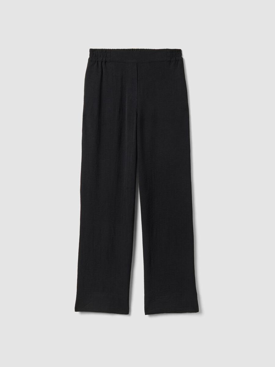 Pantaloni neri con vita elasticizzata wide leg_4