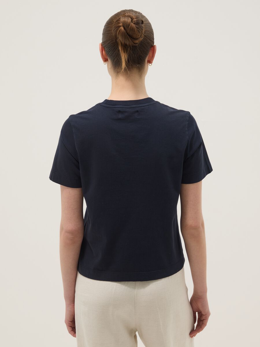 Blue short-sleeve pure cotton regular fit T-shirt_3