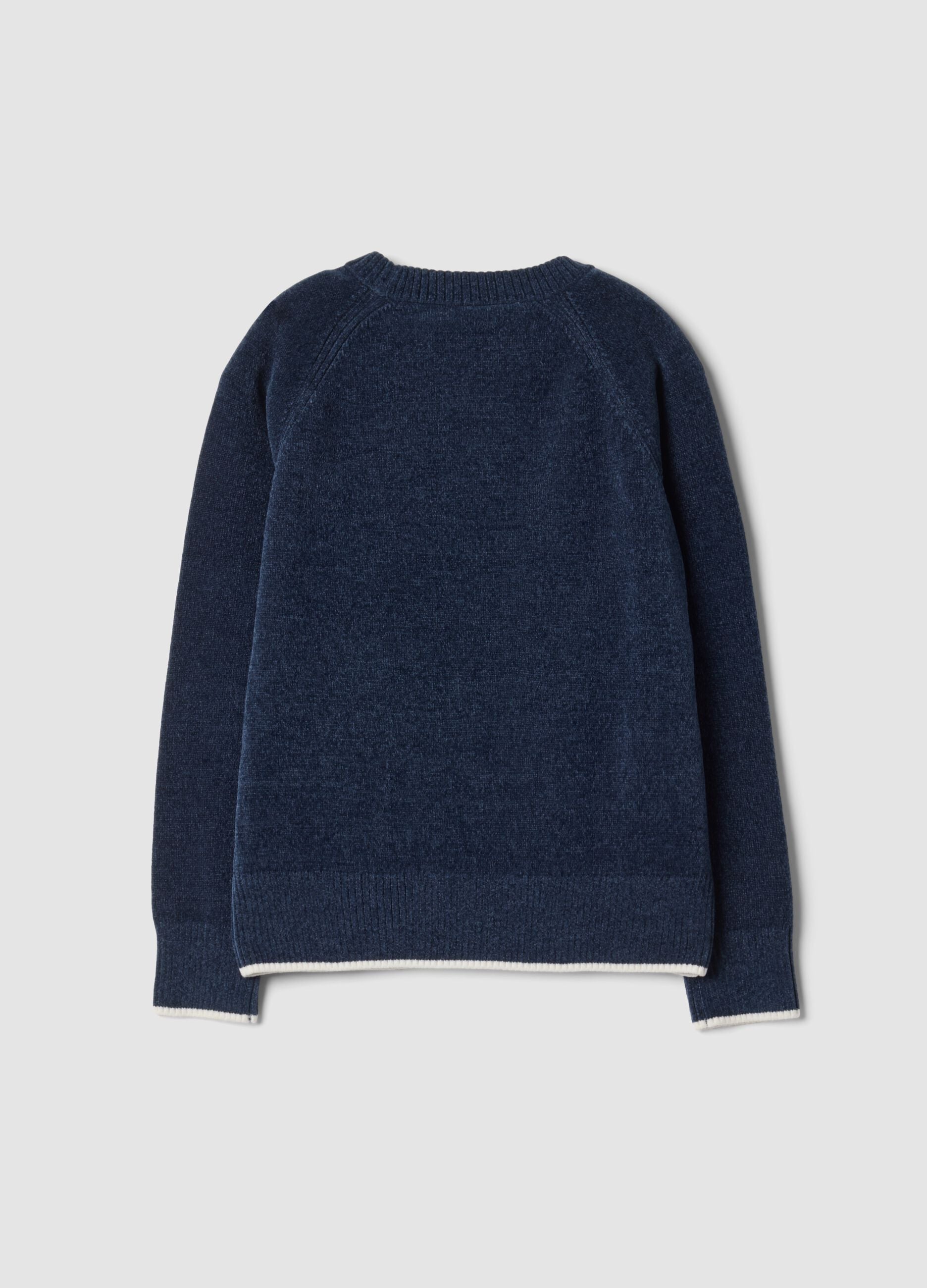 Blue stretch crew-neck top