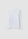 White stretch cotton T-shirt with leopard print for girls_2