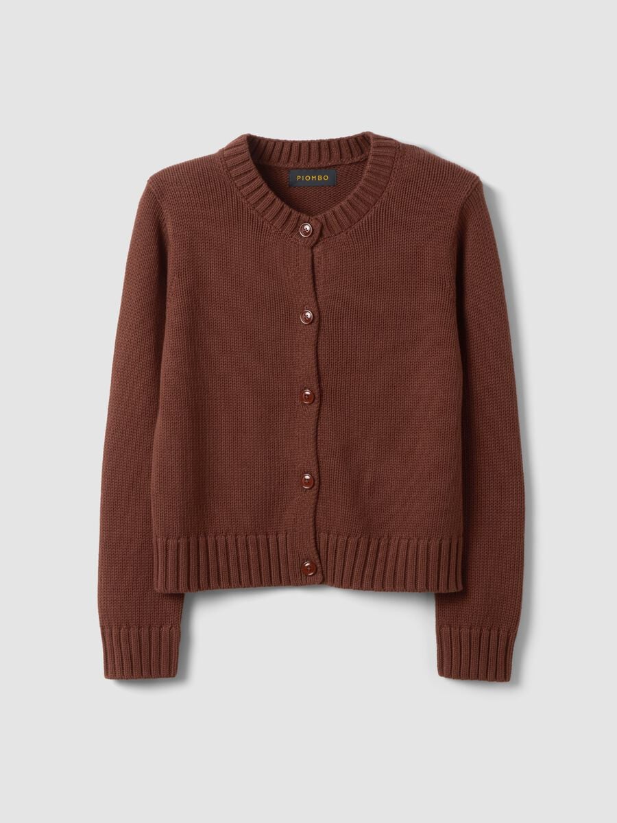 Brown pure cotton button-up cardigan, regular fit_4