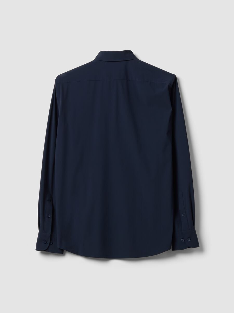 Blue slim-fit shirt in breathable stretch fabric with 4-way stretch_2