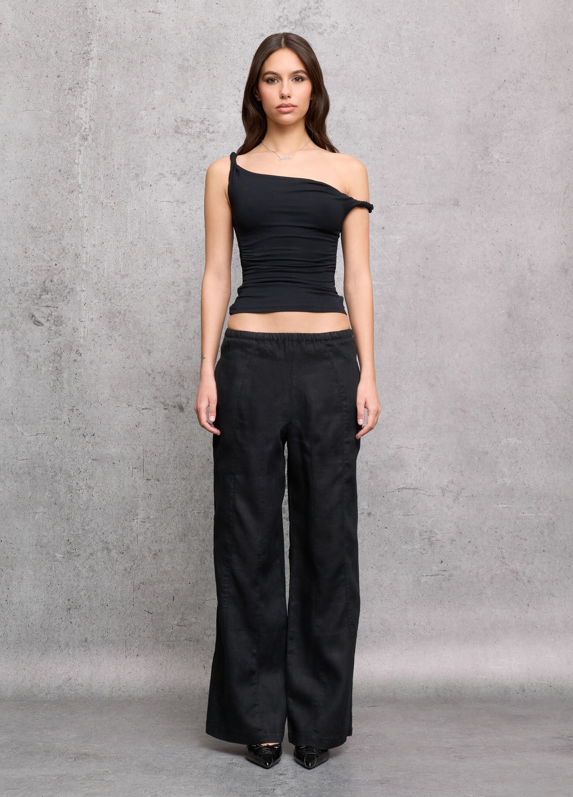 Black Asymmetric Tank Top