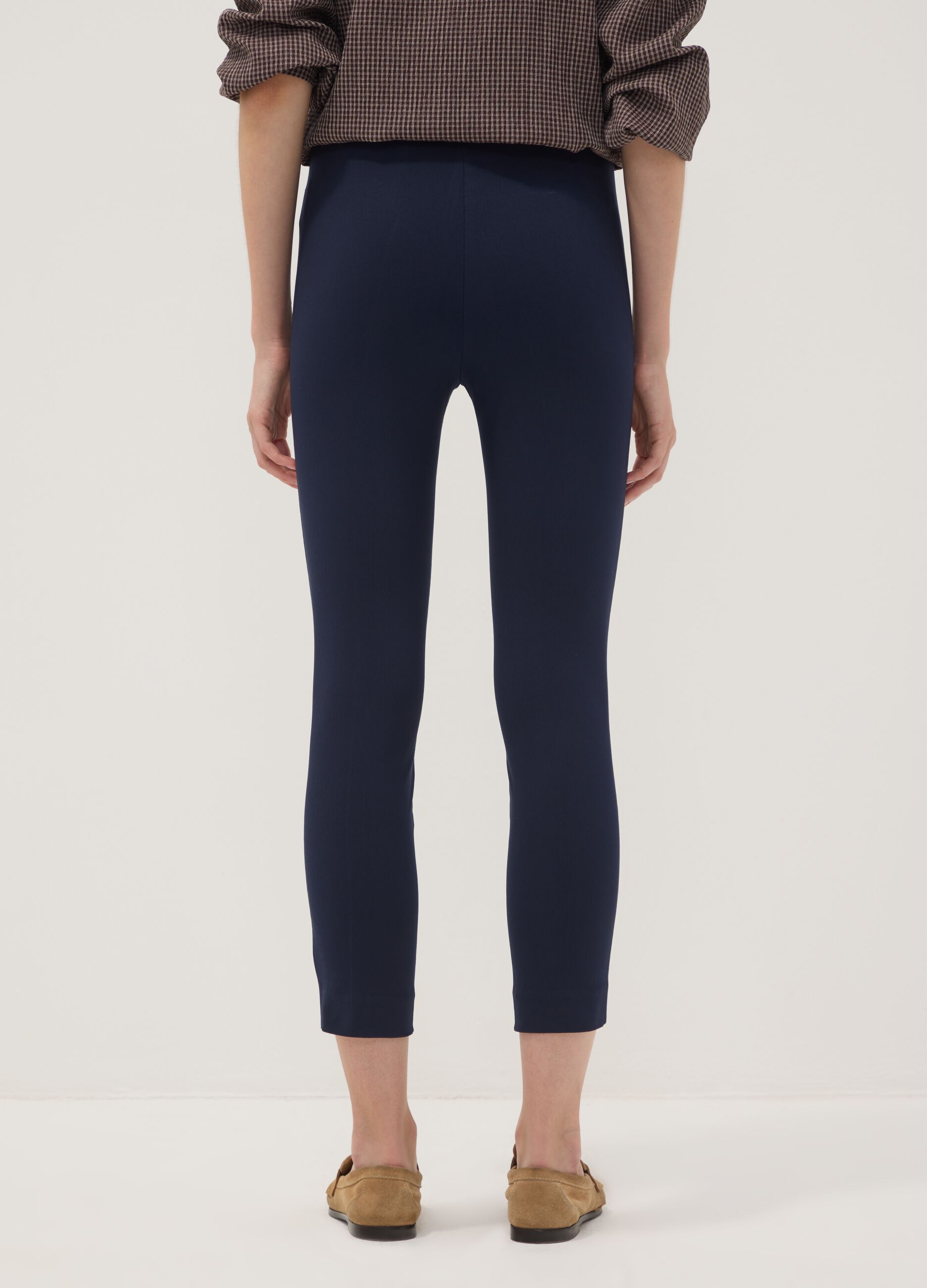 Blue slim-fit stretch viscose leggings