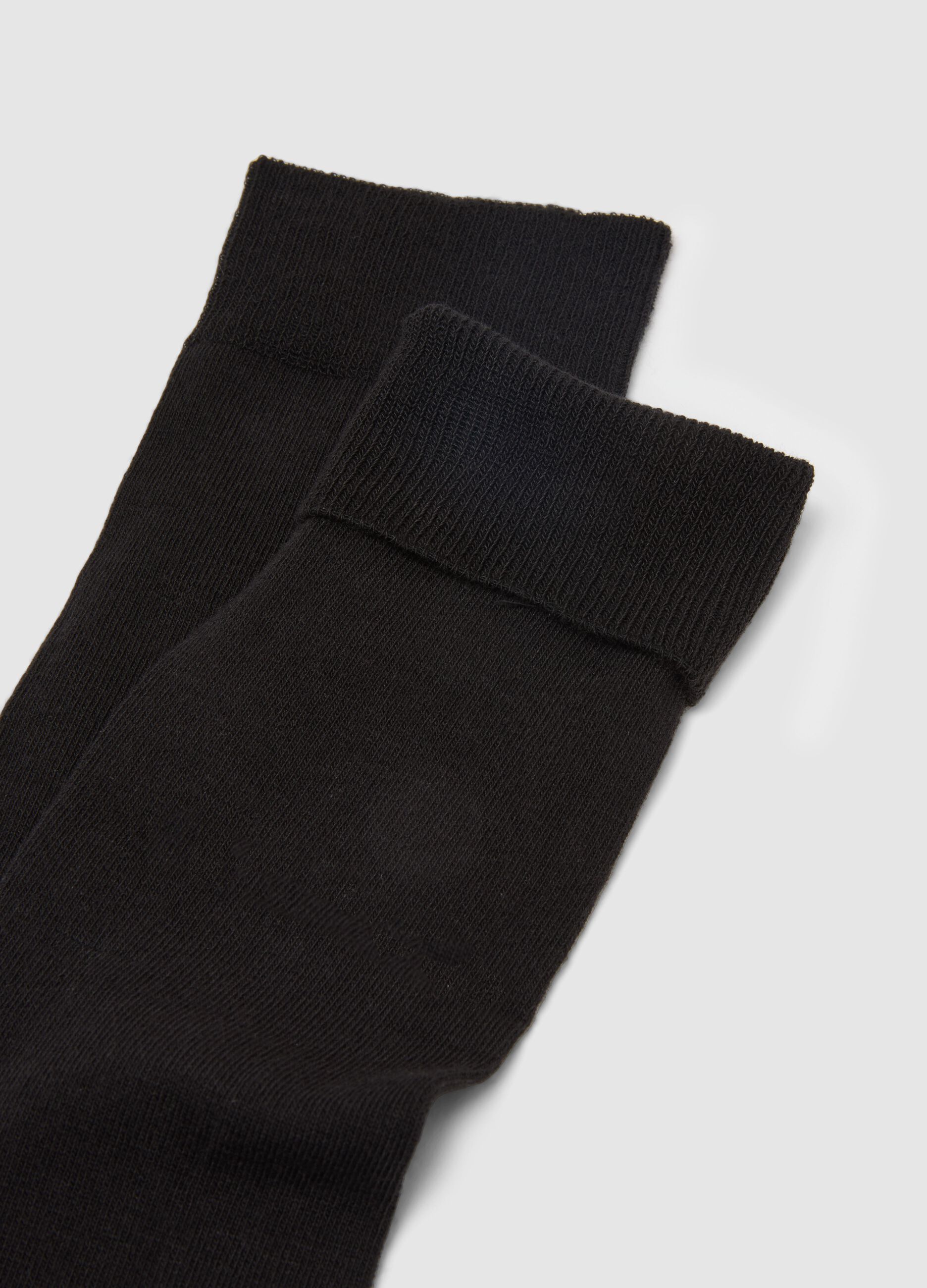 Two-pack black cotton blend long socks