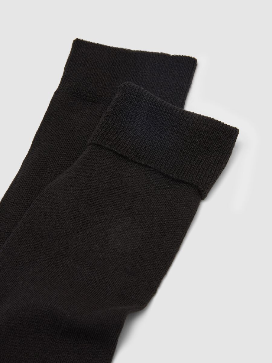 Two-pack black cotton blend long socks_1