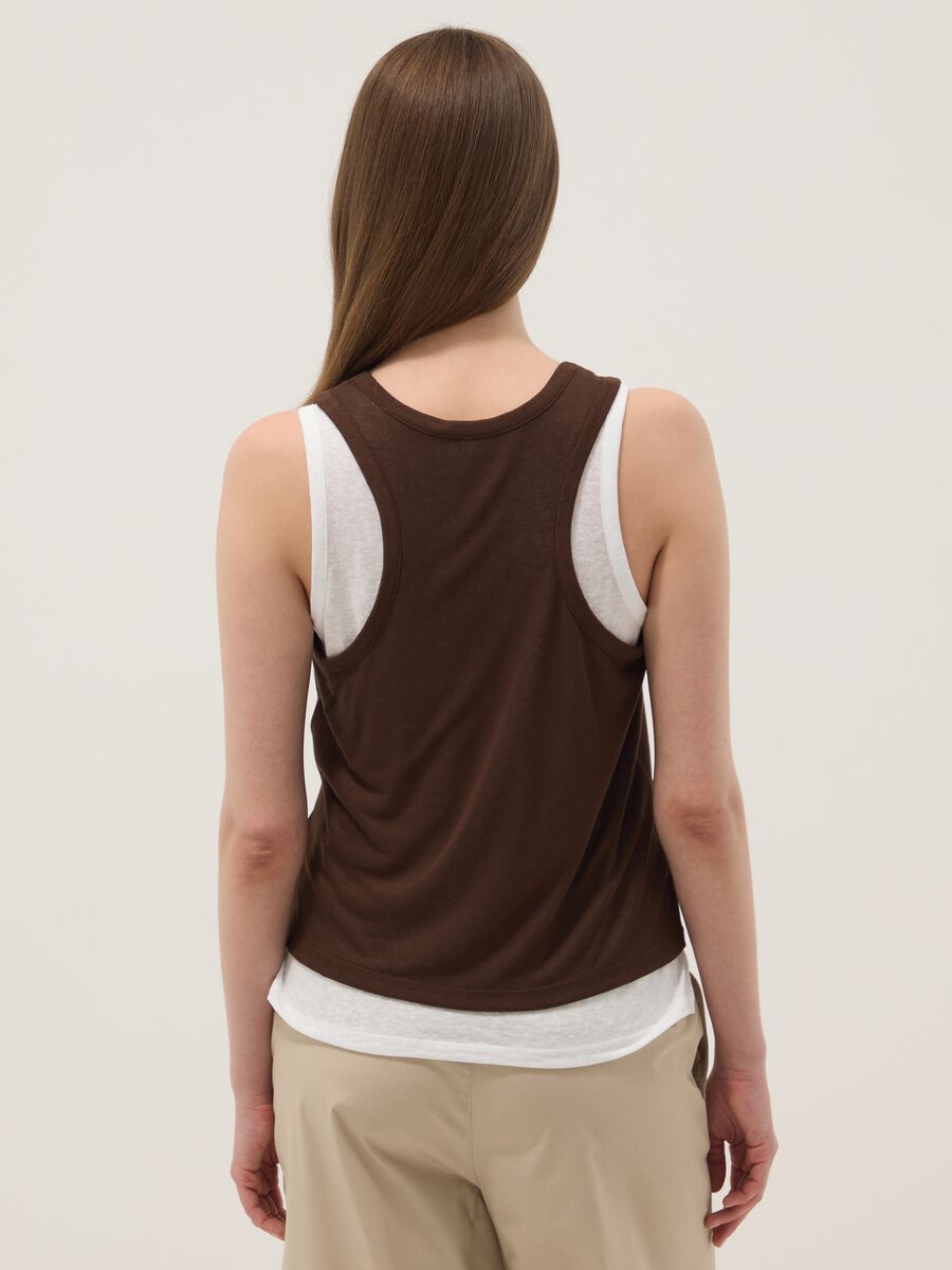 Brown viscose-blend tank top, regular fit_3
