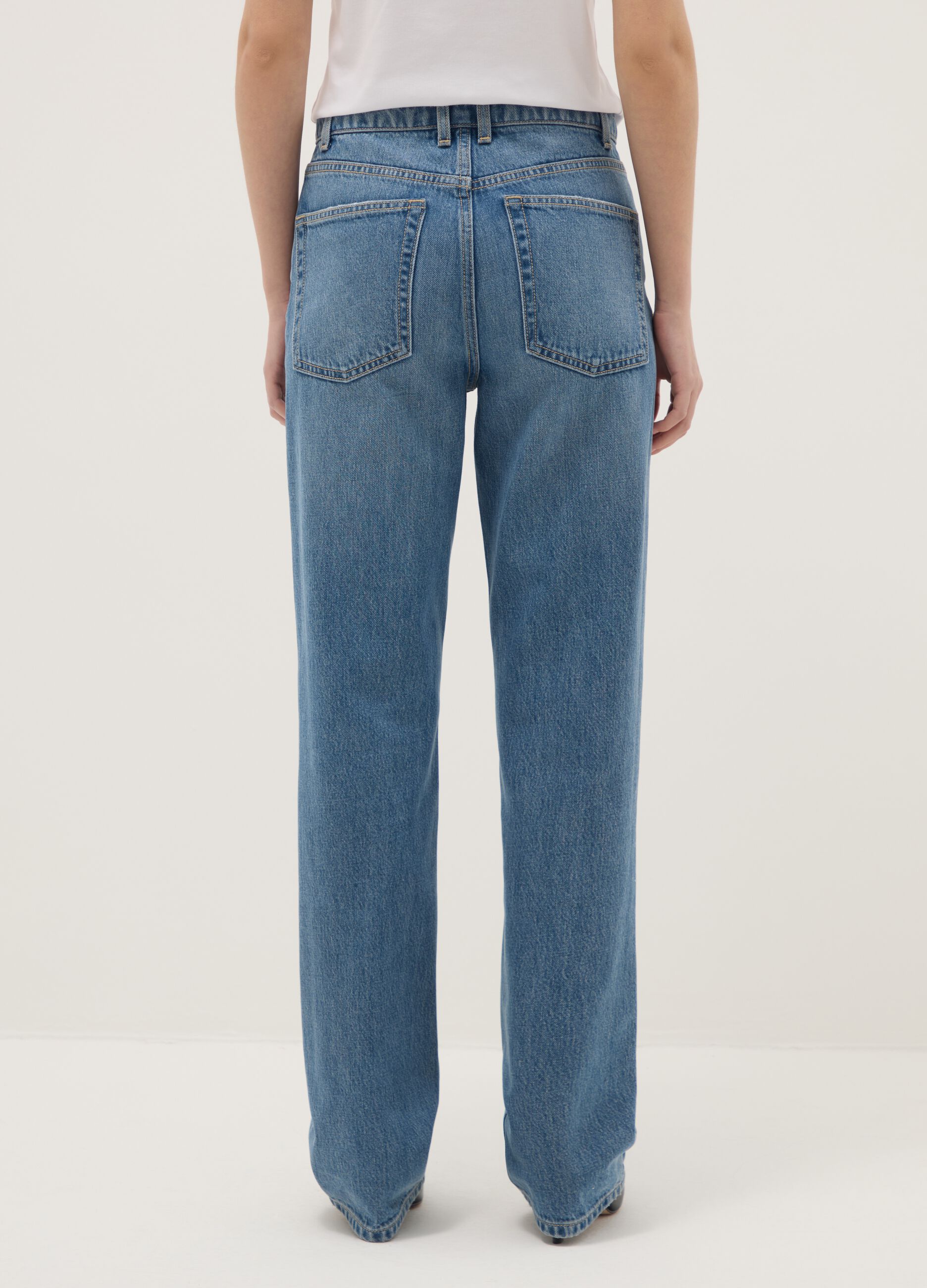 Blue cotton straight fit jeans