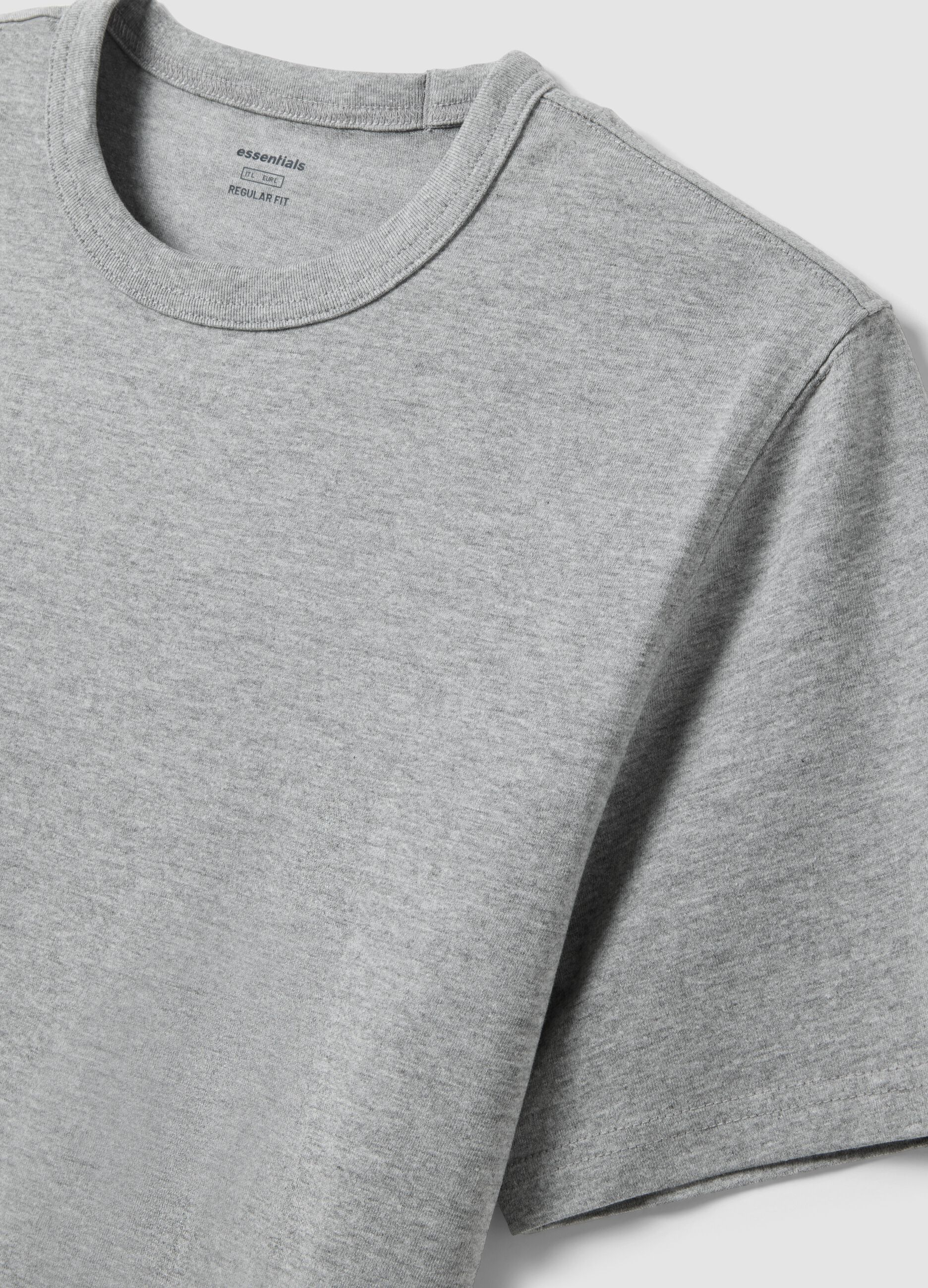 Short-sleeve grey pure cotton regular fit t-shirt