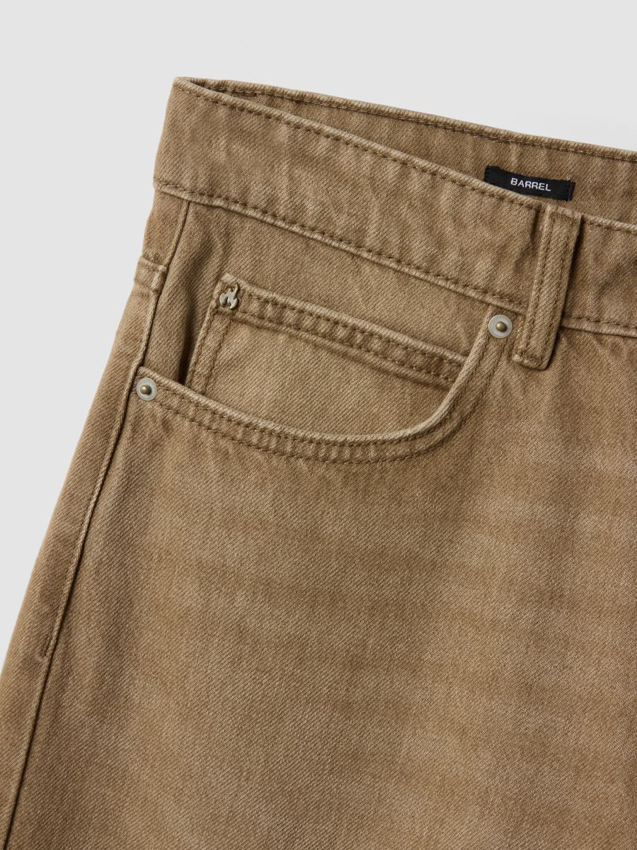 Jeans marroni in puro cotone barrel fit_1