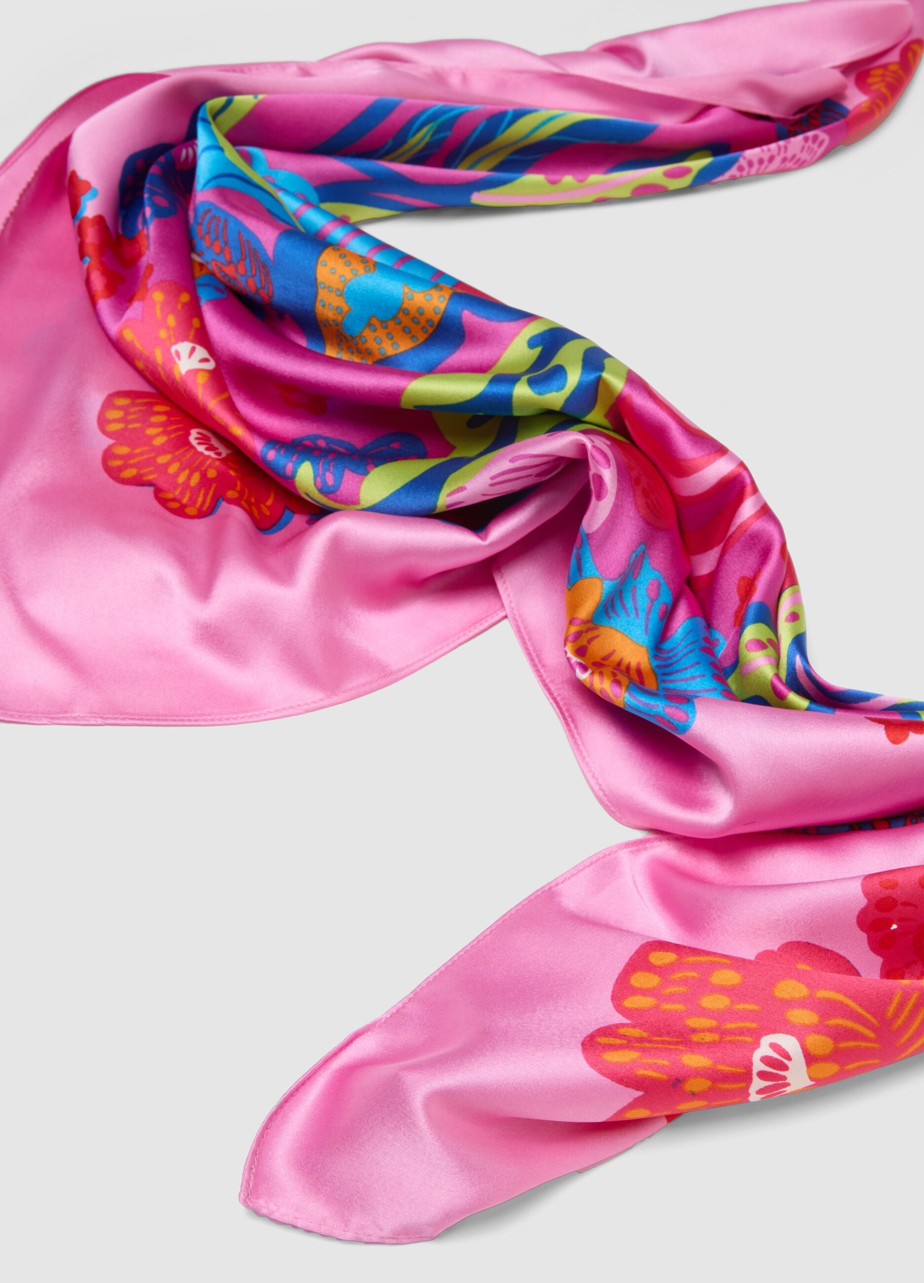 Lightweight Multicolour Scarf with Floral Print