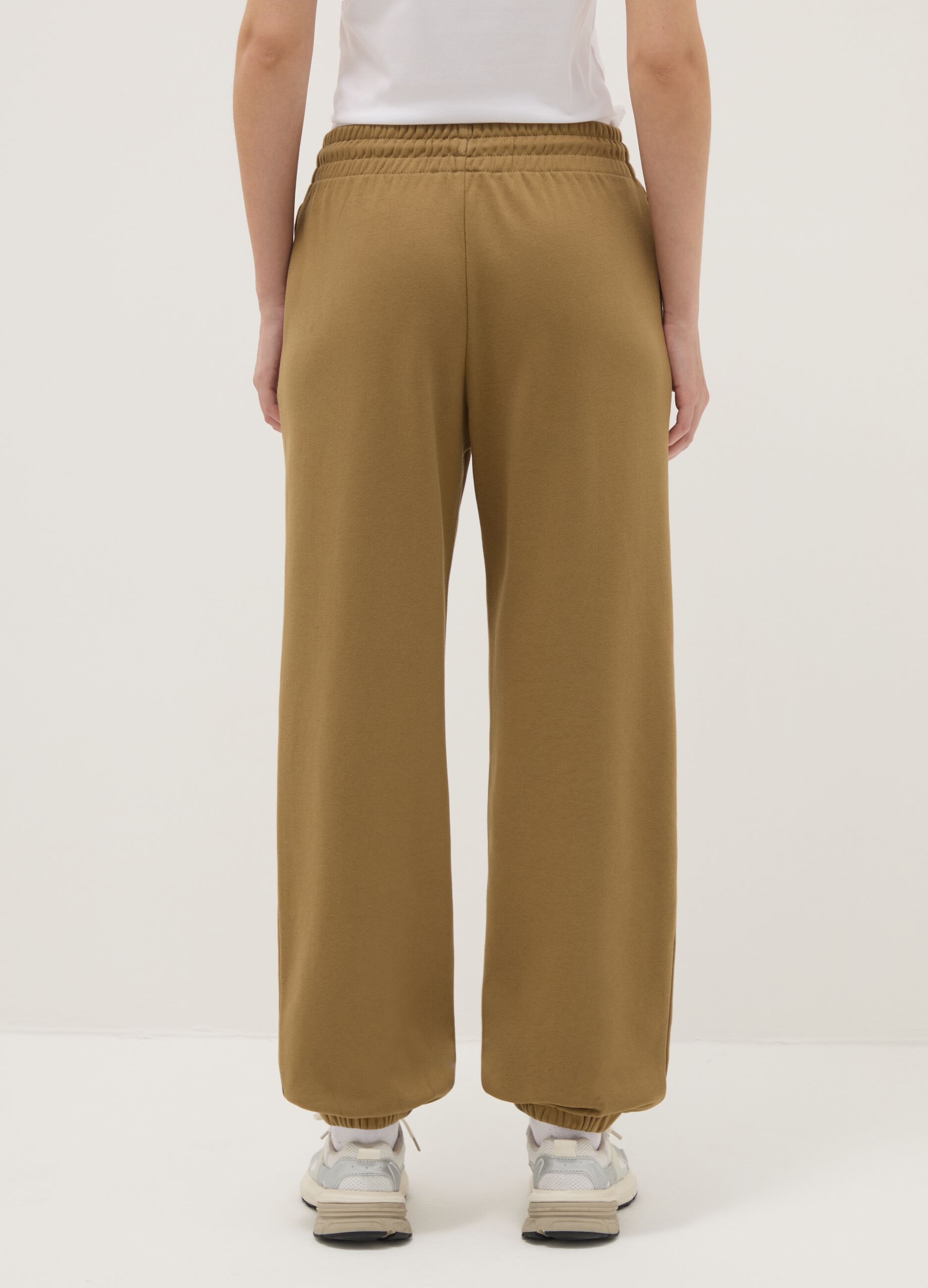 Brown cotton blend jogger trousers regular fit