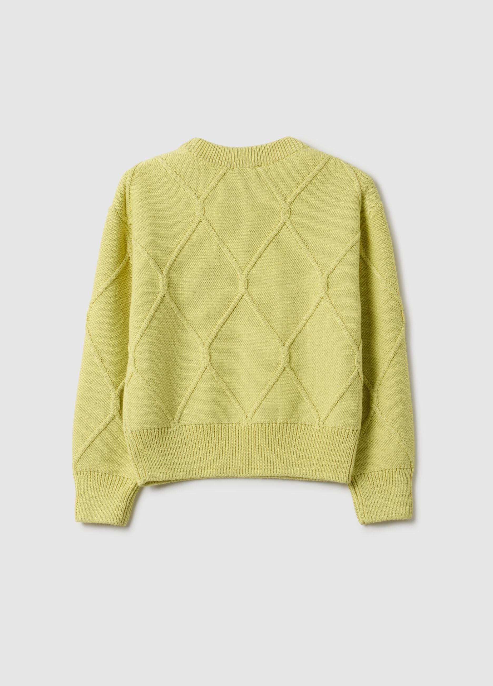 Girls' Yellow Pure Cotton Jumper Regular Fit with Floral Embroidery