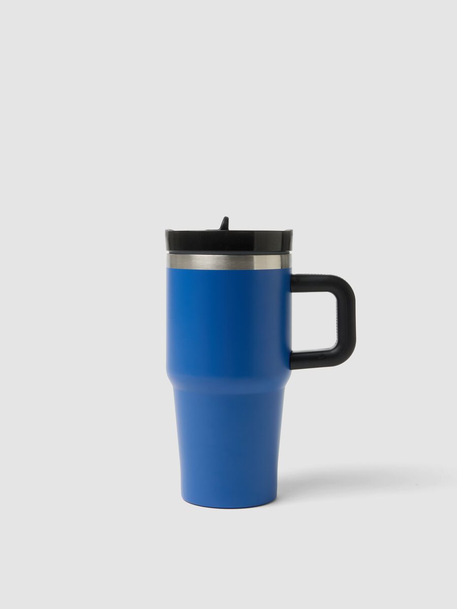 Blue insulated bottle with handle and straw_0