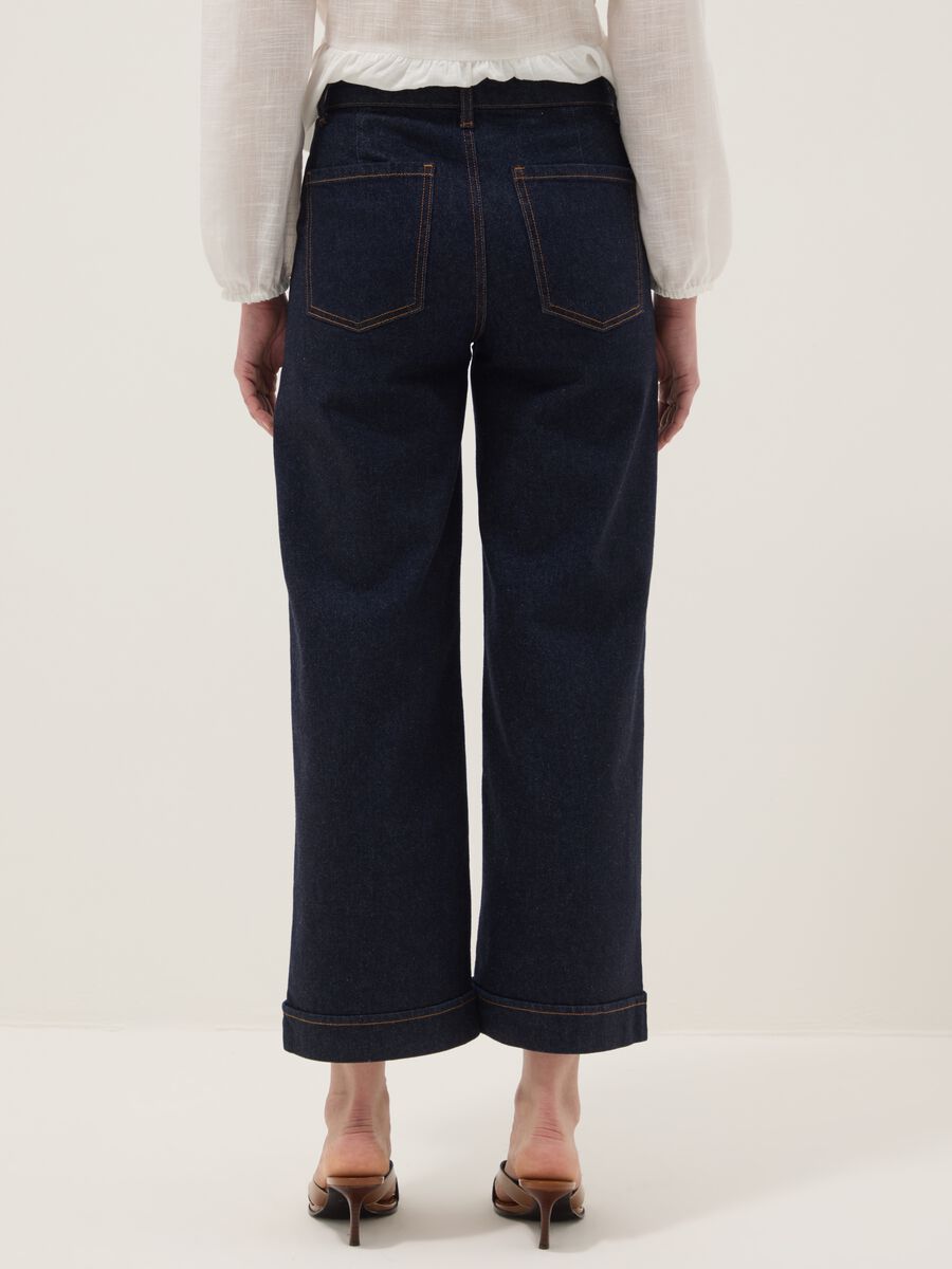 Jeans wide leg in cotone denim elasticizzato blu_2