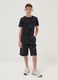 Black pure cotton all-over print shorts for boys, regular fit_0