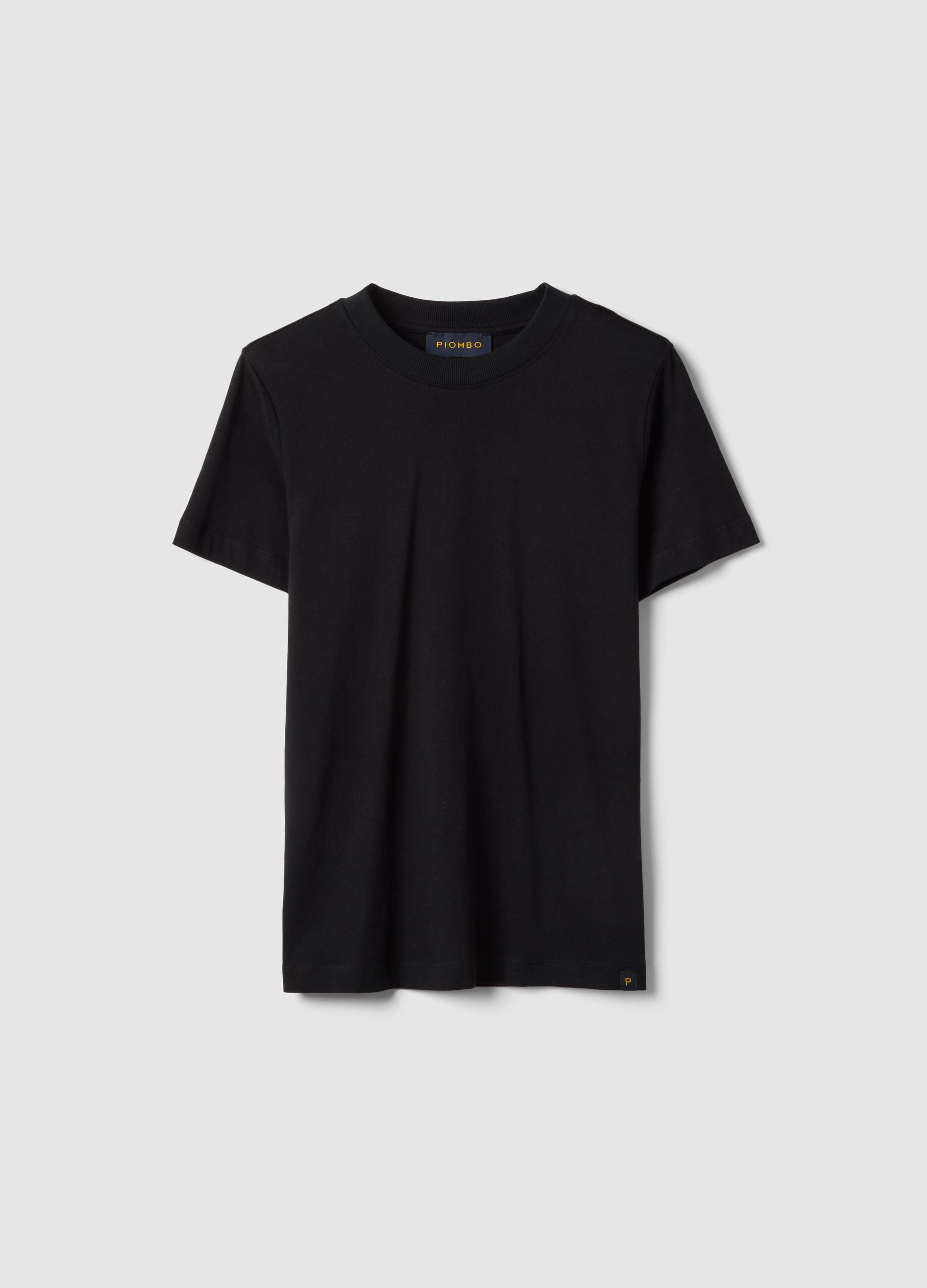Black pure cotton crew neck t-shirt in regular fit