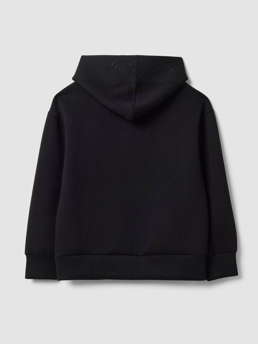 Felpa full zip nera in viscosa elasticizzata over fit_6